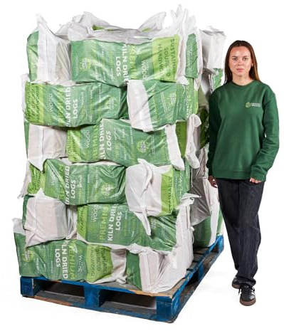 Certainly Wood Premium Kiln Dried Hardwood Logs, 60 Litre Boot Bag, 18kg, Woodsure Approved, 22-24cm Length (10 Boot Bags)