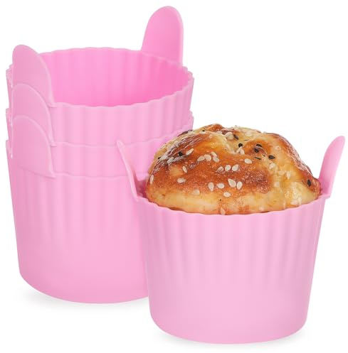Toyvian 4 pezzi Stampi Muffin in Silicone per Friggitrice ad Aria Pirottini Riutilizzabili Antiaderenti per Cupcake Muffin e Dolci Facili da Sformare con Doppia Linguetta