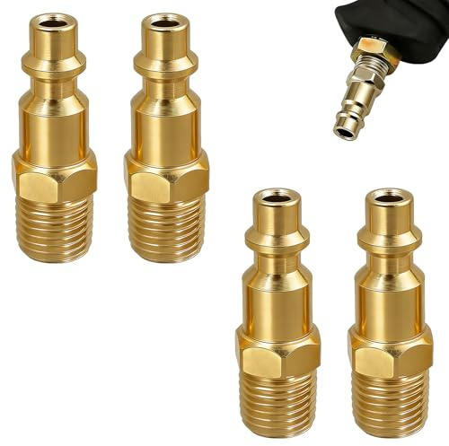 4 PCS Raccord Rapide Air Comprimé 1/4 NPT Mâle, Raccord Américain Fileté pour Compresseur, Embout de Tuyau Pneumatique, Connecteur Rapide pour Système d'Air et Outils Pneumatiques