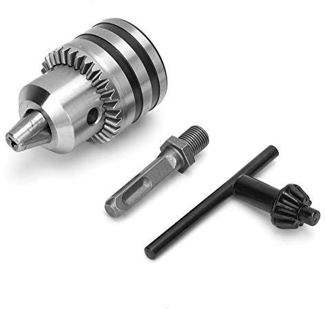 Fafeicy Portabrocas Tipo Llave de 3,0-16 Mm 1/2-20UNF, Kit de Adaptador de Portabrocas Eléctrico de Acero de Alta Dureza con Vástago Cuadrado para Taladros de Impacto y Herramientas de Fresado