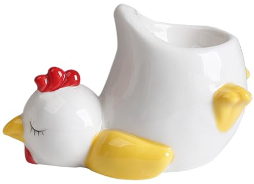 Ensemble de coquetiers – Support en céramique adorable en forme de poule et canard, passe au lave-vaisselle | Accessoire de cuisine amusant en forme d'animal pour décoration de fête