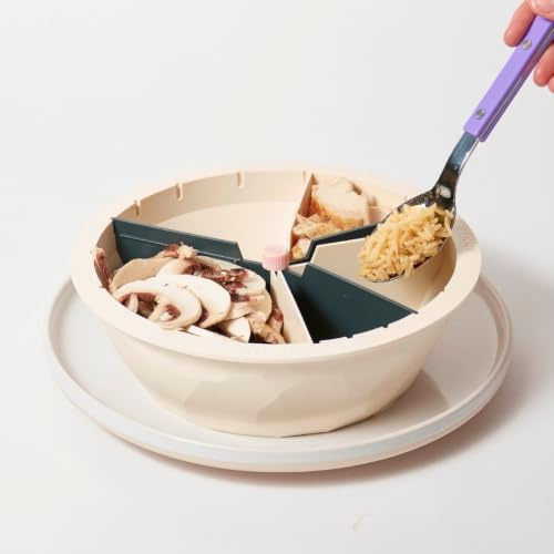 maju Bol Doseur Assiette à Compartiments Réglables, Fabriqué en France | Bilan nutritionnel inclus, sans fond, pose sur assiette, lave-vaisselle, sans BPA, perte de poids, portion control