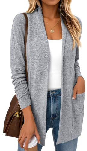 LILLUSORY Long Cardigans for Women UK Lightweight Clothing with Pockets | Shawl Collar,Autumn Clothes,Fall Outfits,Capsule Wardrobe Clothing，Waterfall Cardigan whit Pockets