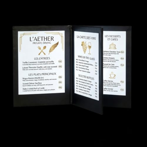 GLWABOMARS A4 Beleuchtete Menümappe LED, Mehrseitiger Wiederaufladbarer Speisekartenhalter für Gastronomie A4FourSide5Pack