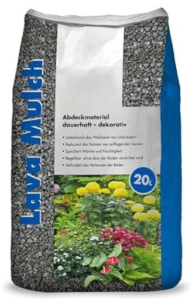 Hamann Lava-Mulch Anthrazit 16-32 mm 20 l - Abdeckmaterial dauerhaft dekorativ, Wegebau und GartenGestaltung, Bodenverbesserung, Verfüllmaterial,