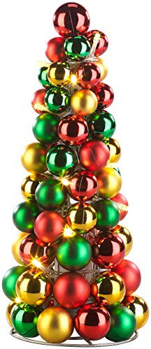 Britesta Weihnachtskegel: LED-beleuchtete Weihnachtsbaum-Pyramide mit bunten Kugeln, 30 cm (Weihnachtskegel beleuchtet, Kugelpyramide Weihnachten, Weihnachtskugeln)
