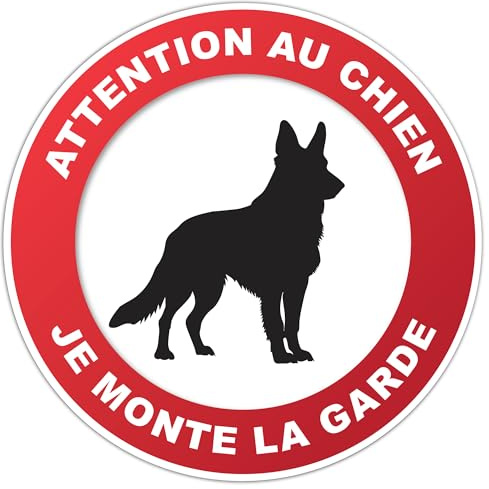 Genérico Cartel Cuidado con el Perro Mantengo la Guardia Rígida y Redonda Diámetro 190 mm Grosor 1,2 mm | Hecho en Francia | Señales de seguridad