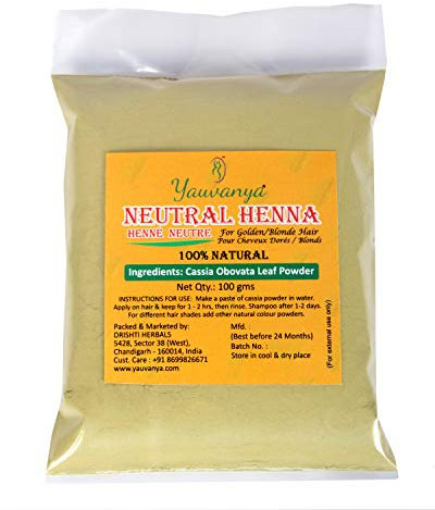 Yauvanya 100% pure Cassia(Neutral Henna) Powder - 3X100 gms for Blonde/Golden hair