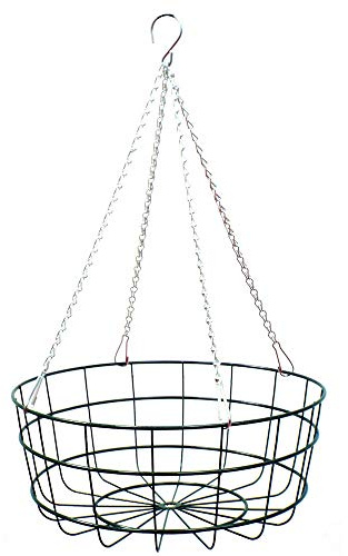 Pack of Two - 18 Heavy Duty Flat Bottomed Professional Hanging Baskets With Strong Clip On 4 Strand Chains