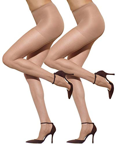 Silkies Women's Ultra Sheer Control Top Pantyhose (2 Pair Pack) - Lightweight, Comfortable, Perfect Fit - Large Nude