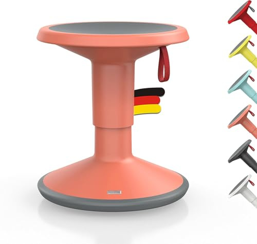 Interstuhl UPis1 - ergonomischer Sitzhocker mit Schwingeffekt - höhenverstellbar - Hocker mit rutschhemmender Standfläche & Kippschutz - Bürohocker (Lachsorange, UP Junior)