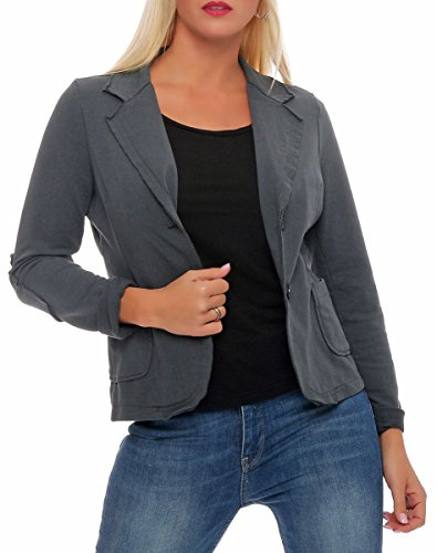 Malito Classic Blazer in The Basic-Look Sweatblazer Business Jacka Sportblazer Blouson 1651 Kvinnor, Mörkgrått, XXL