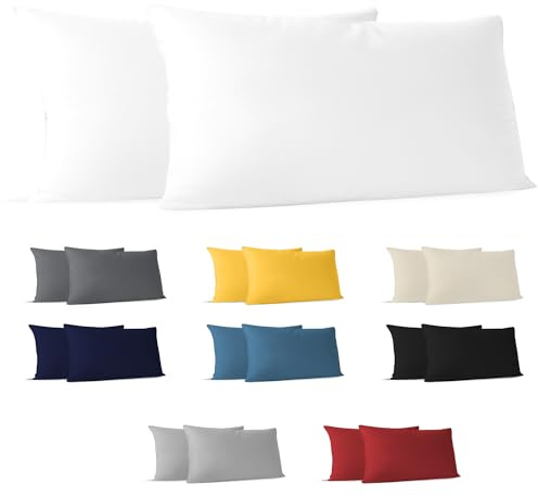 Dreamzie Örngott 40 x 80 cm (set om 2) 100% Bomull Jersey 150 GSM - Nyeupe - Örngott 40 x 80 cm Bomull - Slitstarkt och Allergivänligt Kuddfodral för Kudde
