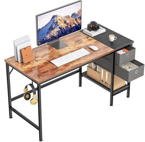 HOMIDEC Bureau d'ordinateur,Table avec tiroirs pour écriture et étude pour la Maison avec étagères de Rangement, postes de Travail pour Bureau à Domicile Chambre