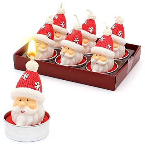 Dekohelden24 6er Set Teelicht Nikolaus, Maße je Teelicht L/B/H: 4 x 4 x 6 cm.