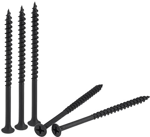sourcing map #8 x 3 5/32-Inch Wood Screws Phillips Flat Head Carbon Steel Self Tapping Screws Black 40pcs