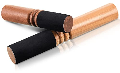 2 Pieces Tibetan Singing Bowl Mallet Suede Wooden Striker Leather Wrapped Meditation Mallet Sound Bowl Stick Buddha Musical Instruments for Buddhist Meditation Yoga Chime Relaxation (Black and Brown)