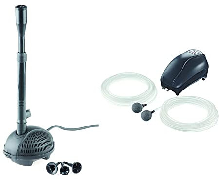 Pontec 56719 PondoVario 1000 & 57514 Teichbelüfter PondoAir Set 200 - Set aus Teich- und Wasserspielpumpe/Fontänenpumpe und Luftpumpen-Set