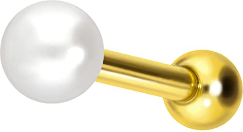 PIERCINGLINE Titan Ohrpiercing mit Innengewinde SYNTHETISCHE PERLE Piercing Ohr Helix Tragus Lobe Farb & Größenauswahl