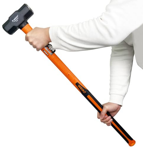 WEDO Fäustel Vorschlaghammer Mit Fiberglasstiel 8100g, Schlittenhammer, Hardware Werkzeug, Stemmhammer, Großer Hammer, Kohlenstoffstahl, Rutschfester Griff, Langlebig, Länge 894mm