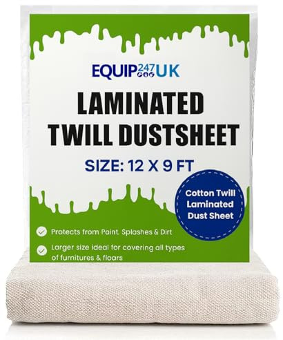 Staubschutzfolien mit Kunststoffrückseite, Polyethylen-Rückseite, laminierte Baumwolle zum Malen und Dekorieren, Abdeckfolien für Möbel, mit Polyethylen-Rückseite, 3,50 m x 2,60 m (1 x EL129) (2)