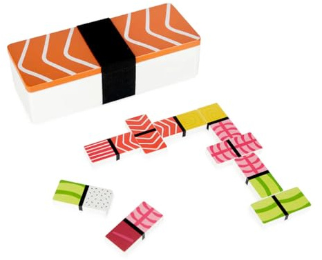 balvi Brettspiel Domino Domigiri Originelles klassisches Dame-Spiel im Sushi-Design Holz