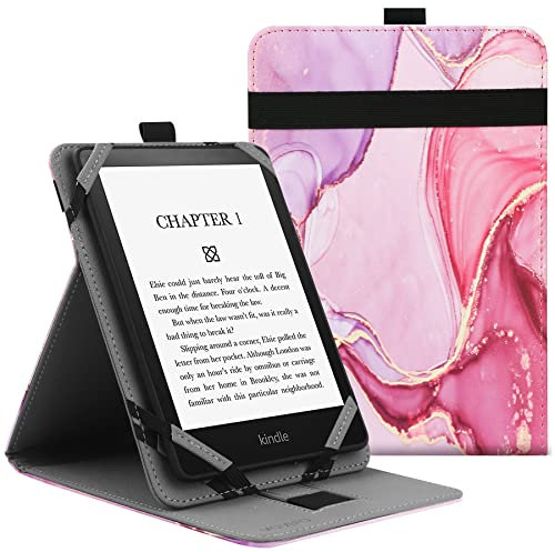 VOVIPO Universal Hülle für 6,6.8 7 Kindle Paperwhite/colorsoft eReaders,Schutzhülle mit Handschlaufe Kompatibel mit Kindle/Kobo/Tolino/Pocketook/Sony 6-6.8-7 Zoll ebook Reader-Marble Pink