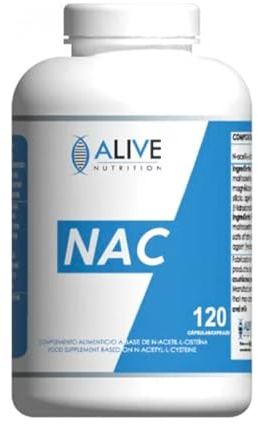 NAC. N acetilcisteina. NAC n-acetil-cisteina 600mg. Potente antioxidante que reduce el estrés oxidativo y promueve la formación de Glutation. Suplementos vitamínicos. Bote con 120 cápsulas.