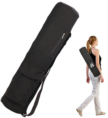 Leikurvo Yogatasche Sporttasche Damen: 69 x 16 x 16cm Yogamattentasche mit Flaschentasche, Verstellbarer Schultergurt Yogamatte Tasche, multifunktionale Gym Yoga Zubehör für Yogamatten, Schwarz