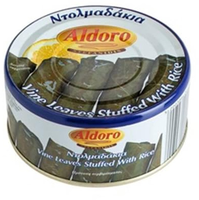 Aldoro Dolmades Greek Vine Leaves Stuffed with Rice, 280 g Tin | Fresh Hand Rolled Mezze with Herbs & Spices | Ready to Eat Hot or Cold | Mediterranean Recipe from Greece | Vegetarian Cypriot Food