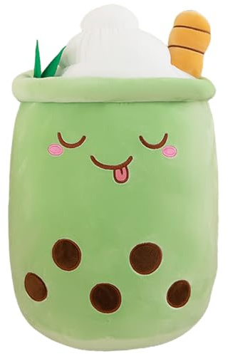 Bubbelte plyschkuddar, söta Boba Plushies mjuka leksaker gigantiska gosedjur kudde för Boba-älskare (grön, 24 cm)