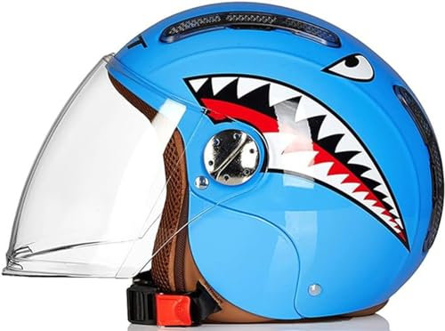 Sommer-Motorrad-Halb-Jugendhelm, Retro-Jet-Helm, Roller, Cruiser, Moped, DOT-zugelassener Persönlichkeits-Kinderhelm, anwendbarer Kinder-Kühlhelm, 3–12 Jahre alte Jungen und Mädchen A,52~56cm