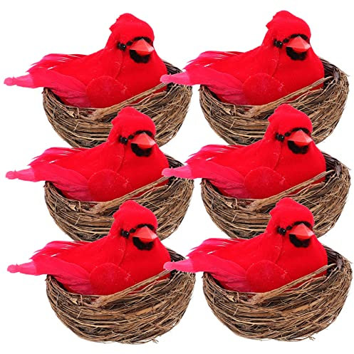 Abaodam 3sätze Künstliche Vogel Deko Lebensechte Simulation Vögel Mit Nest Für Weihnachtsbaum Garten Und Hochzeit Farbige Dekofiguren Für Kreative Gestaltung