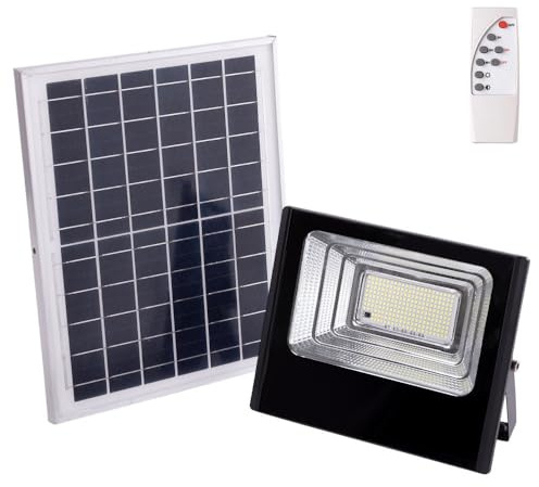 Proyector LED Solar 100W 4000K Panel: 6V/12W Batería: 3,2V/8000MaH Control Remoto [HO-SOLARFL-100W-01-W] | Greenice