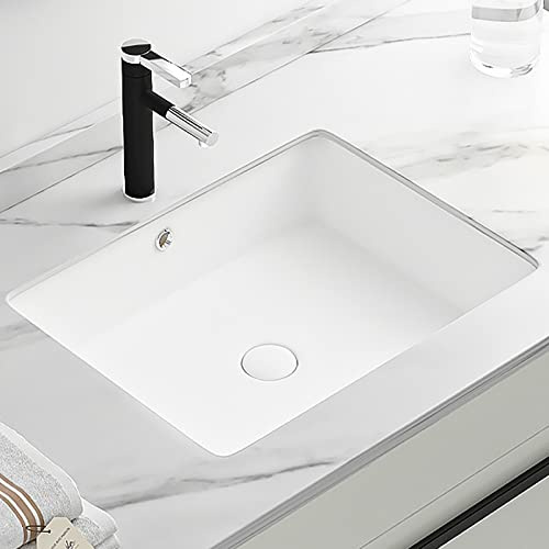 ZDMZR Lavello da Incasso Sottopiano in Ceramica Rettangolare in Porcellana, Lavabo in Ceramica, Lavabo Incasso, Lavabo Sottopiano, Lavabo da Bagno con Troppopieno e Rubinetto (Size : 51 * 32cm)