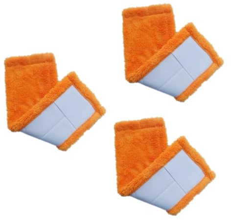 PartyKindom 3pièces Recharge De Serpillière Microfibre Pour Balai Tête De Remplacement Orange Idéale Pour Nettoyage Des Sols Durs Et Lisses Les Maisons Et Commerces