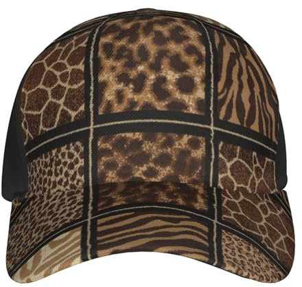 Baseballkappe mit wildem Zoo-Druck, für Herren und Damen, verstellbarer Hut – Unisex, vier Jahreszeiten Sonnenhut, Schwarz , One size