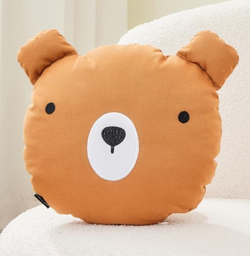 ALAVYA HOME® Dekorationskudde barnkudde björn för hussäng barnsängar – D28 cm I gosig kudde barn fluffig med fyllning, dekorativ kudde för babyrum barnrum dekoration – 28 x 28 cm