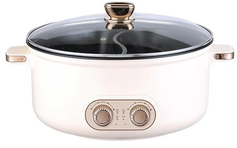 HJXBD888 Fondue Chinoise, Double Interrupteur de Commande Multi-Fonctions RevêTement AntiadhéSif Appareil Fondue Chinoise, IdéAl pour Les RéUnions De Famille (avec 2 Filets Non éTanches),7.5L