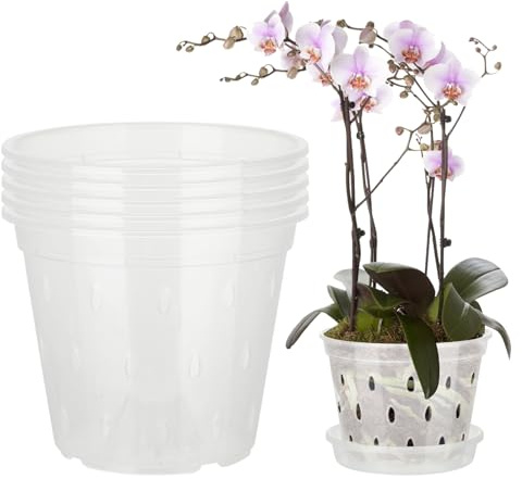 YLSZHY 5 Vasi per Orchidee con Fori, Vasi per Piante da Vivaio Trasparenti e Traspiranti in PP, Fioriera per Piantine per Giardino Domestico, Balcone, Interni Ed Esterni(Pentola da 5 Pollici)