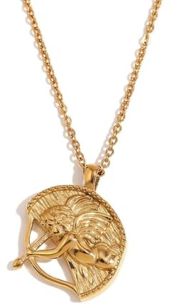 IMINI Collier avec pendentif ange cupidon en acier inoxydable plaqué or 18 carats gardien aile arc flèche colliers à chaîne réglables mignons bijoux cadeaux pour femmes, Piccolo, Acier inoxydable,