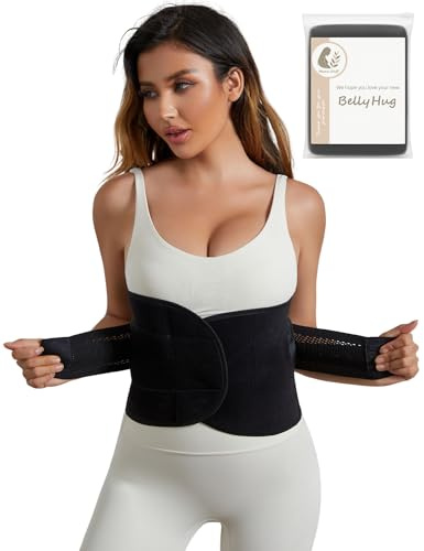 Mama Stuff BellyHug – Efterförlossningsbälte med Justerbar Kompression | Magband & Gördel för Kvinnor – Stöd för Buk, Bäcken & Rygg – Bekväm & Andningsbar (Svart, 2XL)