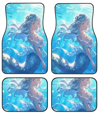 Blue Mermaid2 - Tapetes de coche duraderos para todo tipo de clima, tapetes para automóvil para mujeres y hombres, 4 unidades