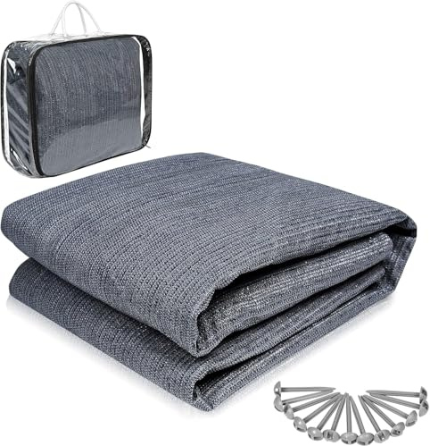 YRHome 250 x 250 cm förtältmatta + 13 tältpinnar utomhus campingmatta tältmatta tältunderlag campingmatta förtält blåaktig grå för husbilstält