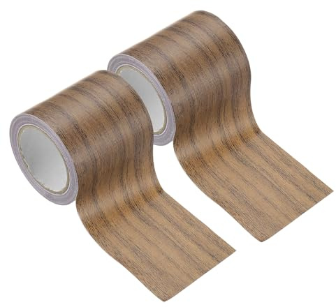 PATIKIL 2 Rollen Klebefolie Holzoptik Klebeband Selbstklebend, 5.7cm x 4.57m Holzmaserung Reparaturband für Schrank Tische Stuhl Möbel Böden Bordüre Wand Sockelleisten, Dunkelbraun Eiche