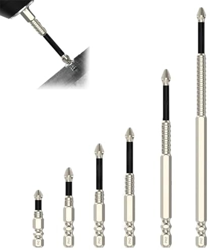 High-Magnetic Screwdriver Drill Bit Set, High Magnetic Screwdriver, Strong Magnetic Durability Screwdriver Drill Bit Set, Anti-Slip Magnetic Electric Screwdriver Set 25 50 65 70 90 150mm (6pcs)