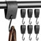 IYEREER 6 Pcs Crochets en S de Suspension, Crochet S avec Boucle en Cuir, Crochet en S en Cuir, Crochets en Métal avec Cuirs pour Vêtements Manteaux Cuisine Bain Chambre Jardin Bureau Camping(Noir)