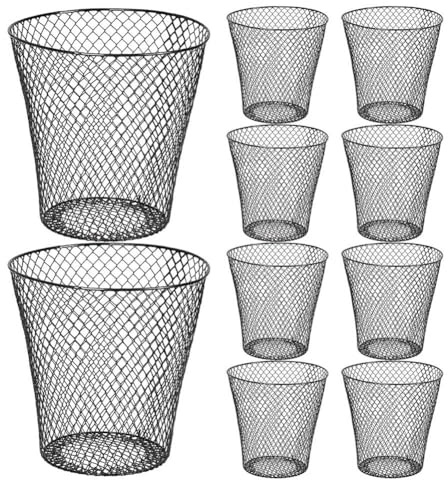 TOBEOME Cesta redonda de papel de malla de alambre, papelera de metal para reciclaje, contenedor de basura para dormitorio, oficina (10 unidades)