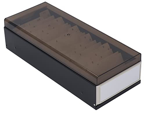 ACOGEDO Karteikartenhalter Organizer | Beherbergt 800 Visitenkarten | Plastik und Eisen-A-Z-Datei mit Hoher Übertragung für Einfache Speicher & Zugriff | Schwarz (Black)