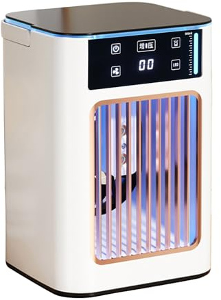 JINQIGG Ventilador de aire acondicionado portátil con luz de respiración para el hogar, enfriadores de aire recargables por USB con tanques de agua de 900 ml
